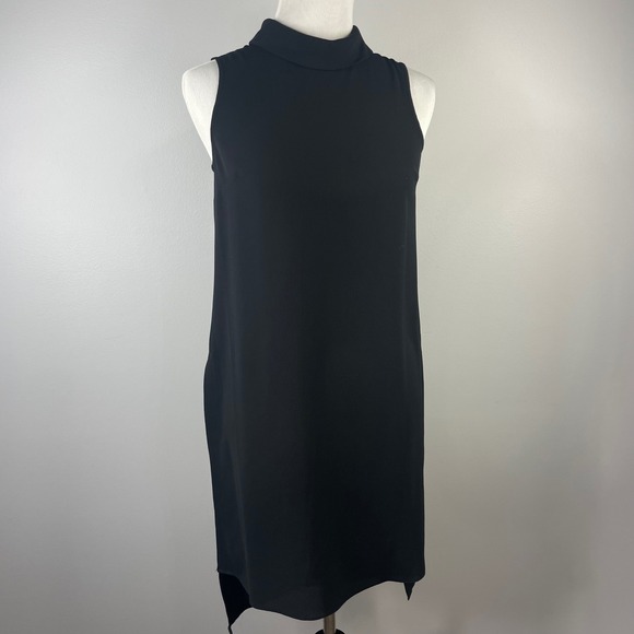 Vince Camuto Dresses & Skirts - Vince Camuto Black Sleeveless Mock Neck High Low Shift Dress‎ Womens XS